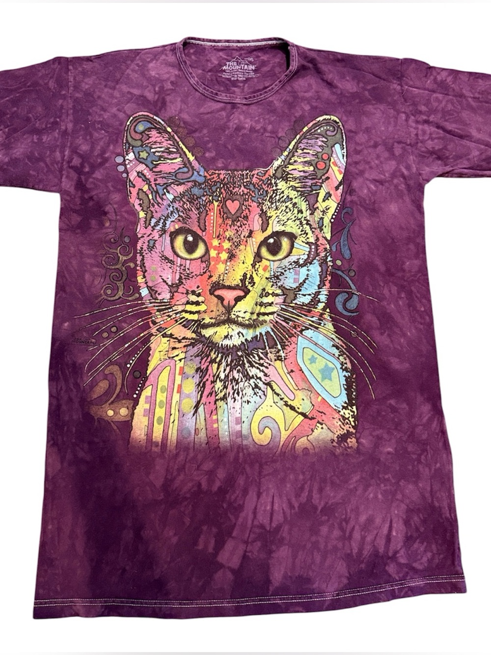 The Mountain Purple Tie-Dye Cat Graphic T Shirt/ Dress/ nightshirt OS